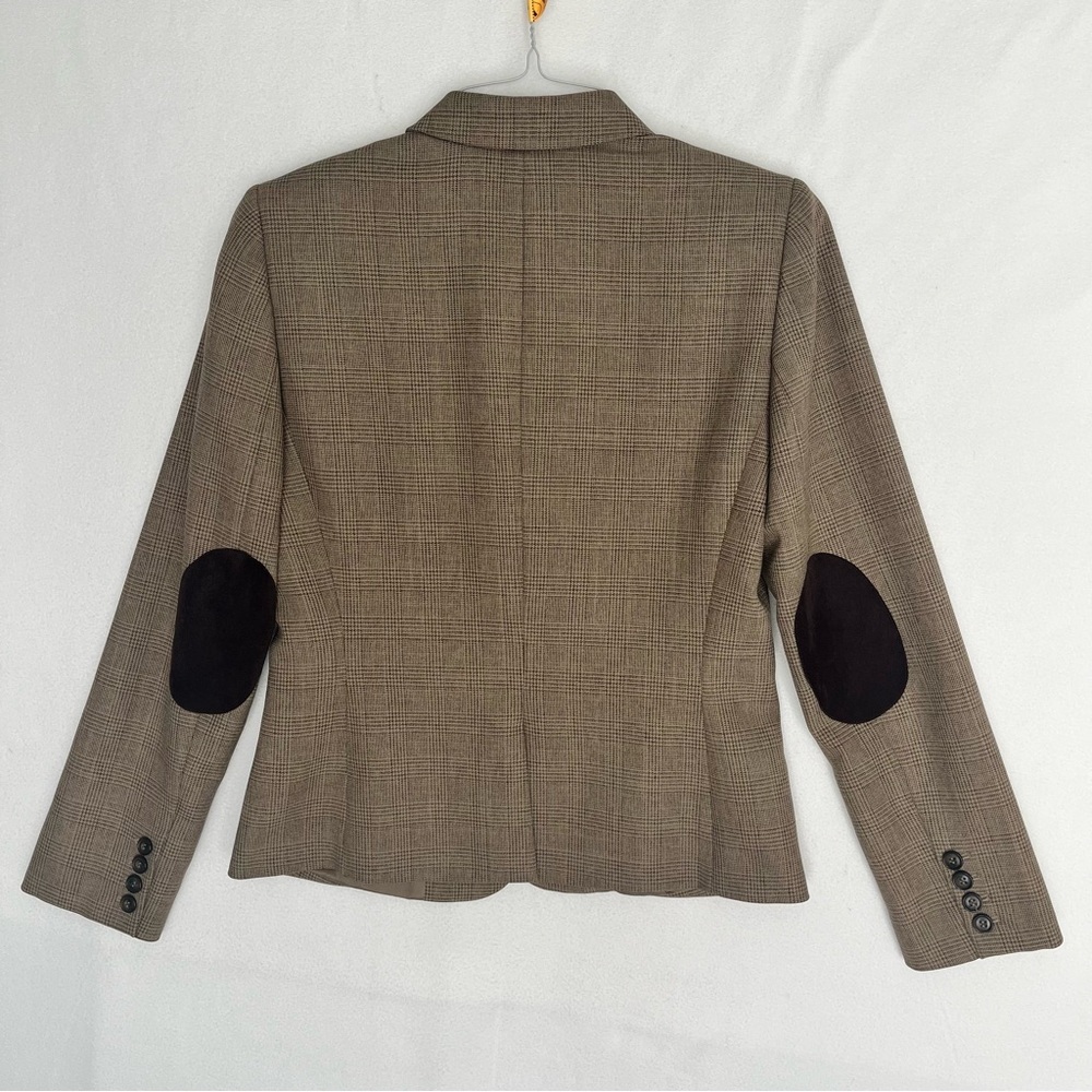 Daniel Cremieux Women's Blazer Plaid Elbow Patch Brown Preppy Tailored Cozy Sz 8 - Picture 2 of 15